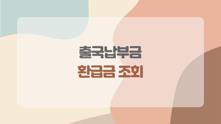 출국납부금 환급금 조회, 3천원 날렸다고? 지금 돌려받는 법