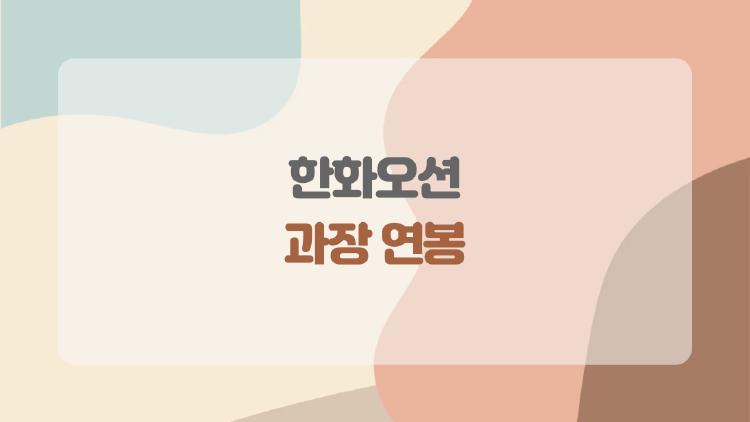 한화오션 과장 연봉, 성과급까지 합치면 얼마나 될까