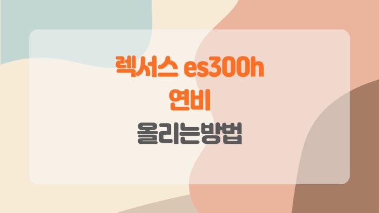 렉서스 es300h 연비올리는방법