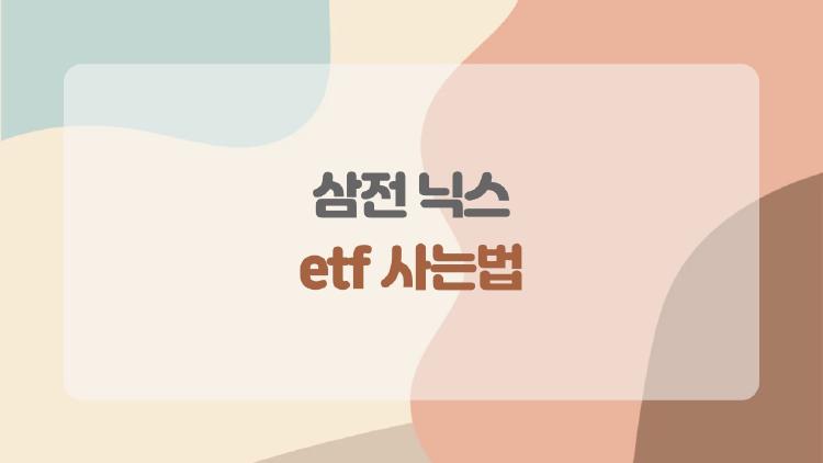 삼전 닉스 etf 사는법, 지금 들어가도 될까