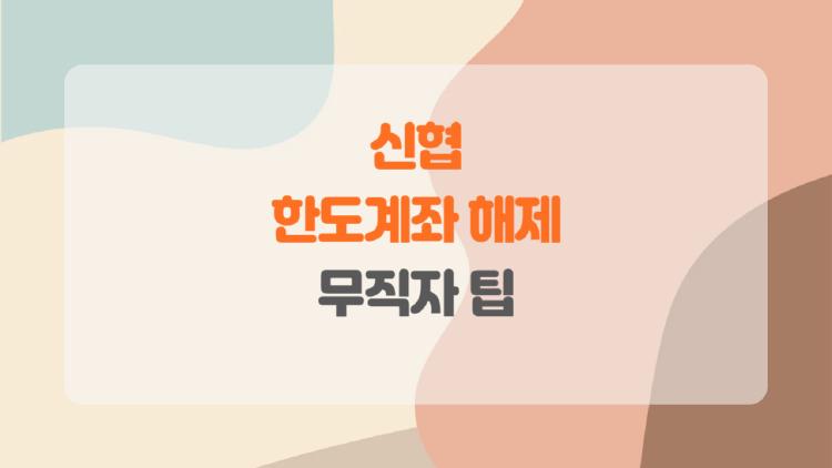 신협 한도계좌 해제, 무직자도 앱 하나로 성공한 썰