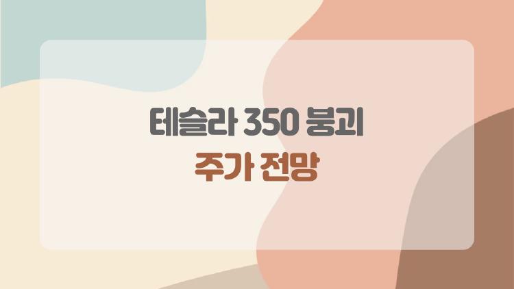 테슬라 350 붕괴, 주가 전망 왜 지금 더 불안해졌나