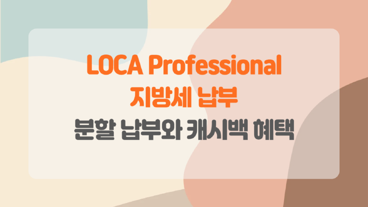 LOCA Professional 카드로 지방세 혜택을 누리는 방법.